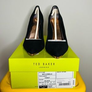 Lightly Worn Ted Baker Black Heels w/ Rose-Gold Trim Sz 8